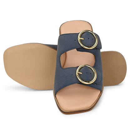 Moshun Women’s Fancy Orthopedic Flat Sandals, (Navy Blue)