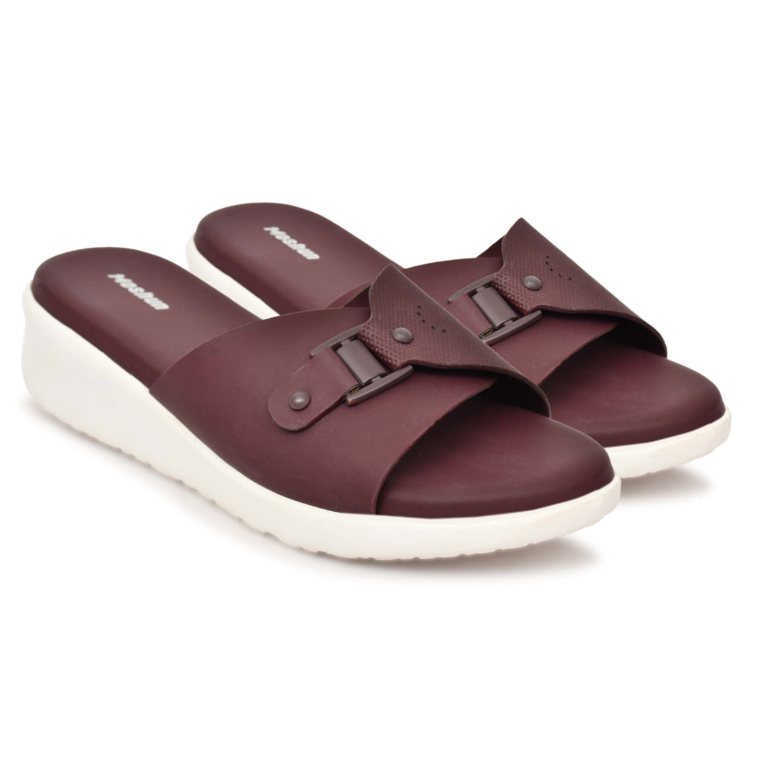 Moshun Women’s Adjustable Strap Open Toe Wedge Heel Sandals, (Maroon)
