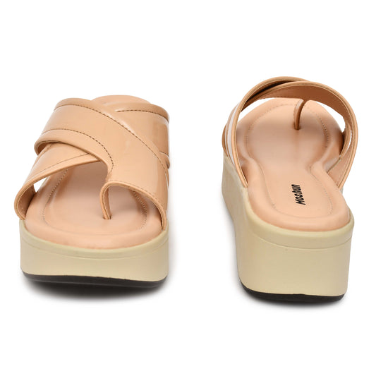 Moshun Women’s 2-Inch Wedge Heel Sandals, (Beige)