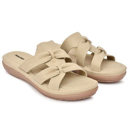 Moshun Women’s Criss Cross Matte Finish Sandals, (Beige)