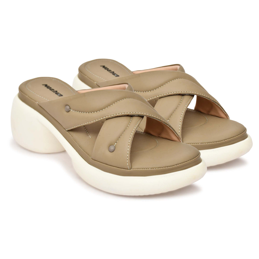Moshun Women’s Open Toe Wedge Heel Sandals, (Brown)