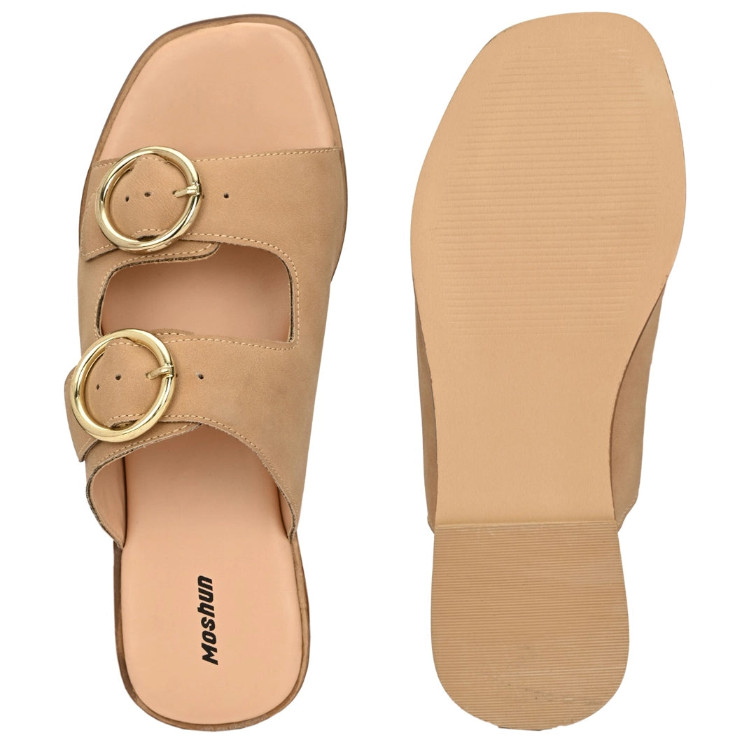 Moshun Women’s Fancy Orthopedic Flat Sandals, (Beige)