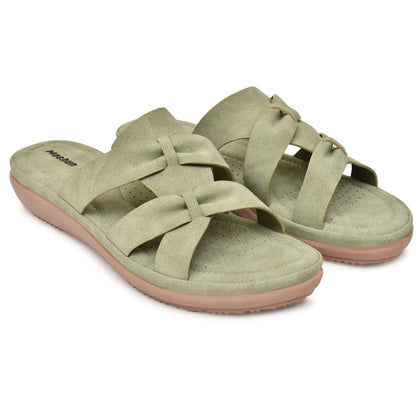 Moshun Women’s Criss Cross Matte Finish Sandals, (Olive)