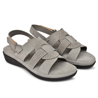 Moshun Women’s Criss Cross Matte Finish Flat Sandals (Grey)