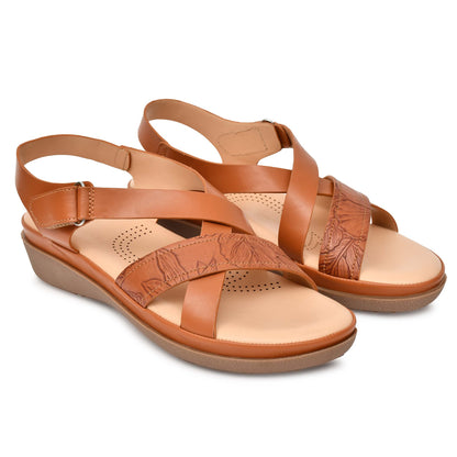 Moshun Women’s Comfortable Orthopedic Flat Sandals, (Tan)