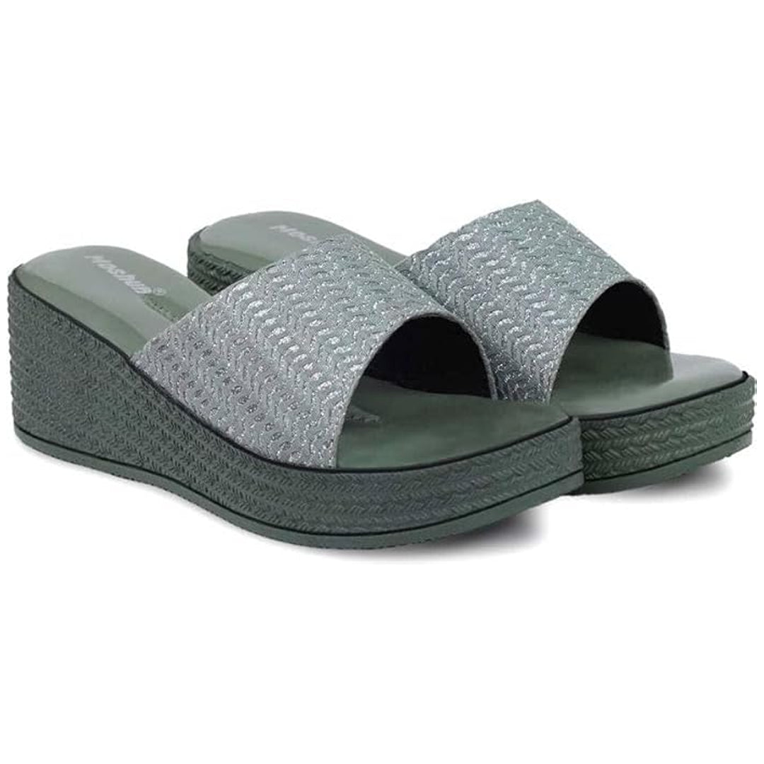 Moshun Women’s Glossy Wedge Heel Sandals, (Pista)