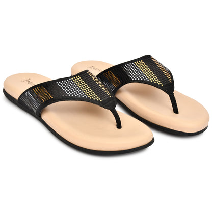 Moshun Women's Memory Foam Thong Flip-Flops, (Black)
