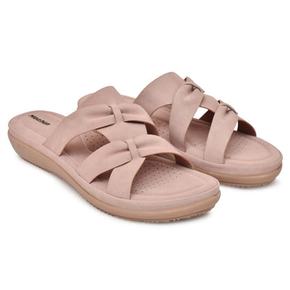Moshun Women’s Criss Cross Matte Finish Sandals, (Peach)