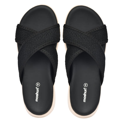 Moshun Women’s Criss Cross Sandals, (Black)