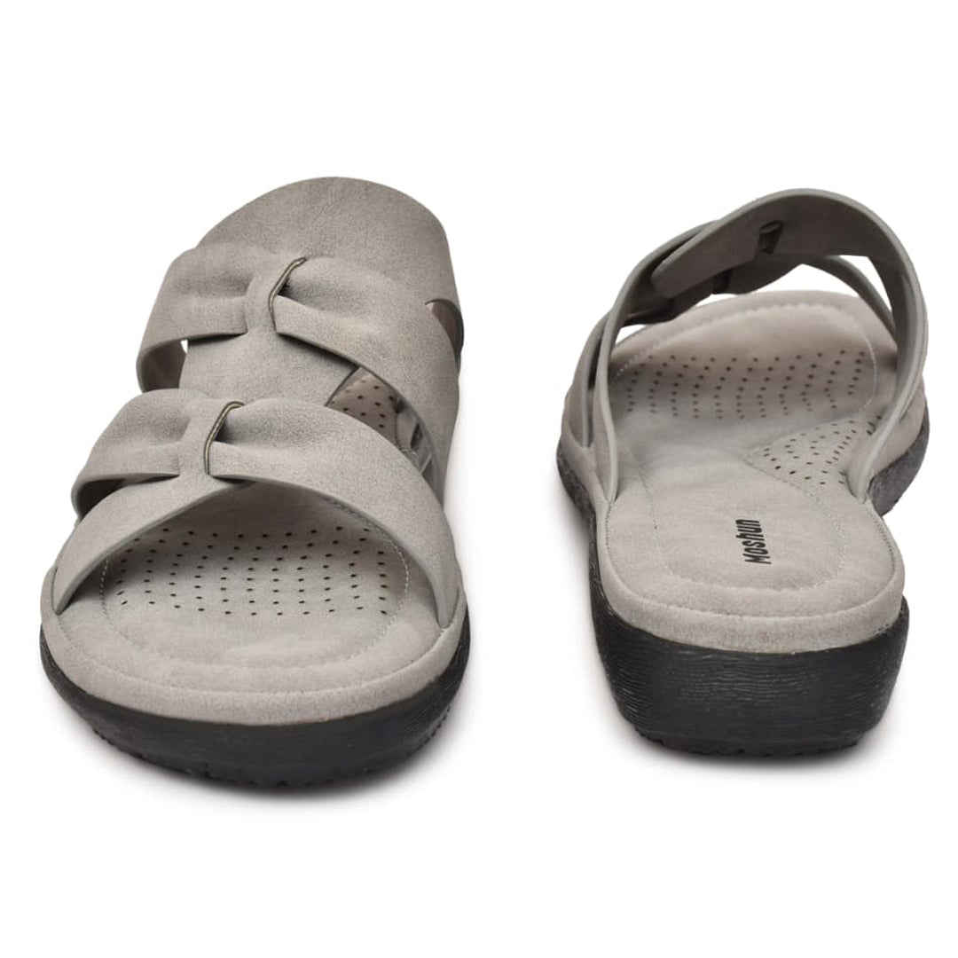 Moshun Women’s Criss Cross Matte Finish Sandals, (Grey)