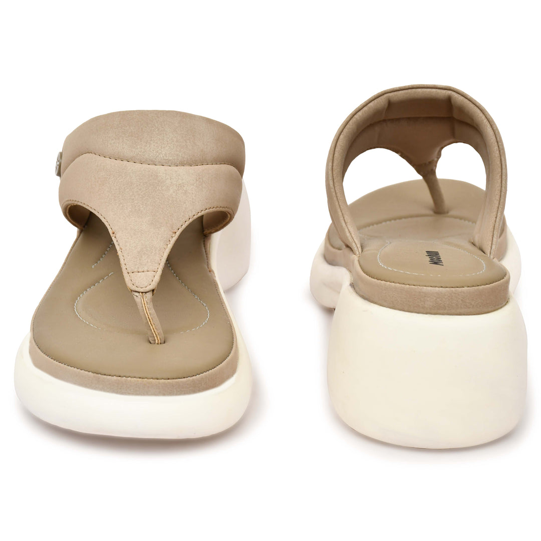 Moshun Women’s Thong Pattern Open Toe Wedge Heel Sandals, (Beige)