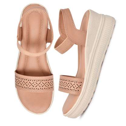 Moshun Women’s Wedge Heel Sandals, (Pink)
