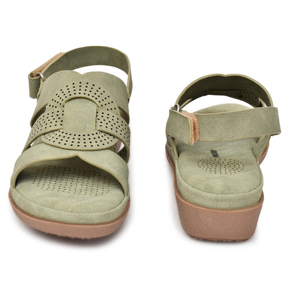 Moshun Women’s Criss Cross Matte Finish Ankle Strap Sandals, (Olive)
