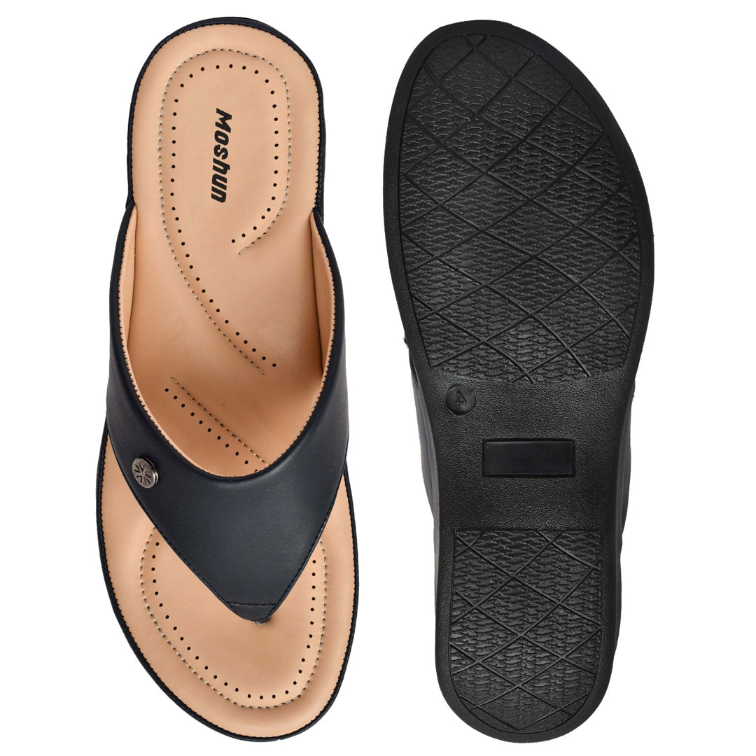 Moshun Women’s Matte Finish Orthopedic Flip-Flops, (Navy Blue)