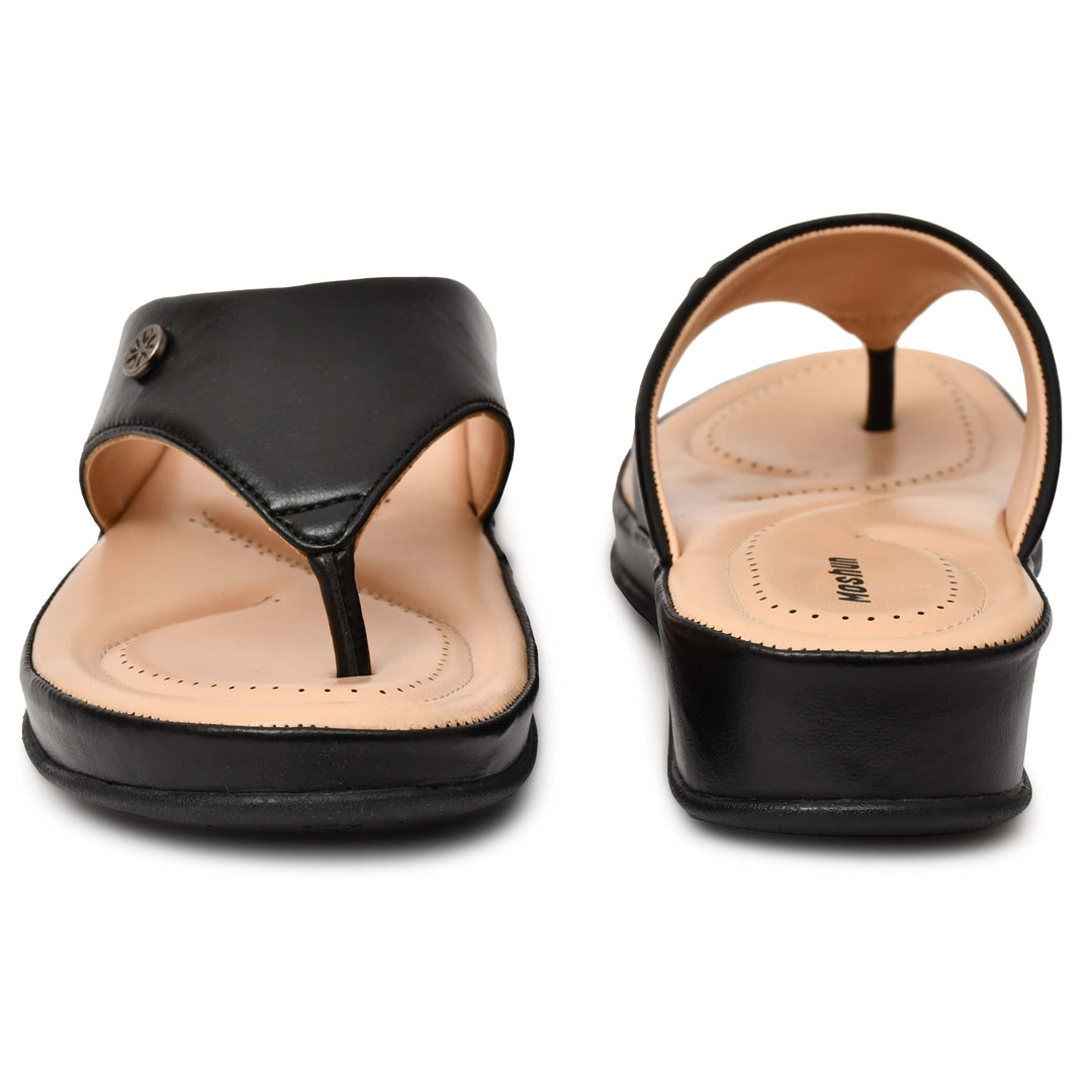Moshun Women’s Matte Finish Orthopedic Flip-Flops, (Black)