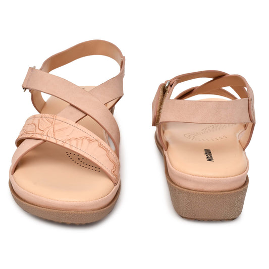 Moshun Women’s Comfortable Orthopedic Flat Sandals, (Peach)