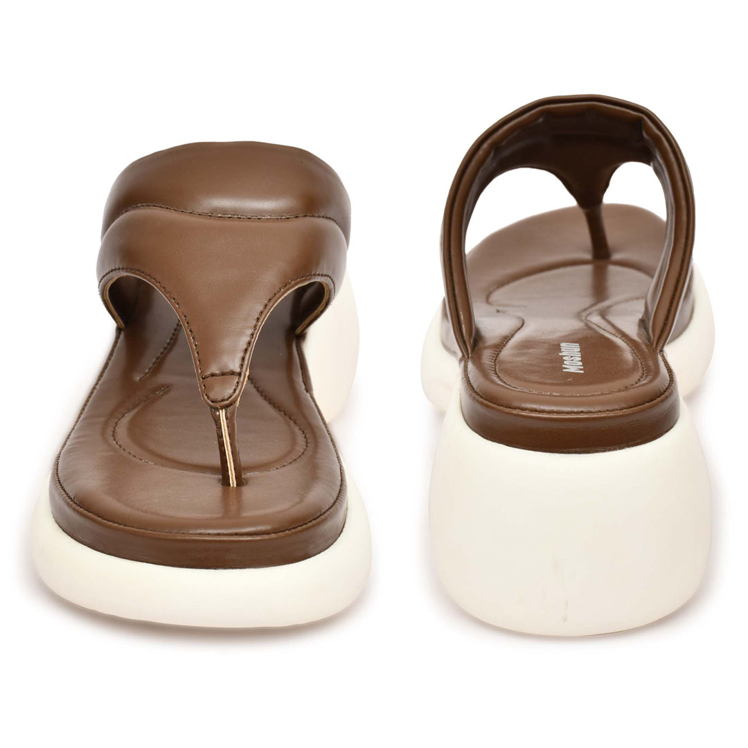 Moshun Women’s Thong Pattern Open Toe Wedge Heel Sandals, (Brown)