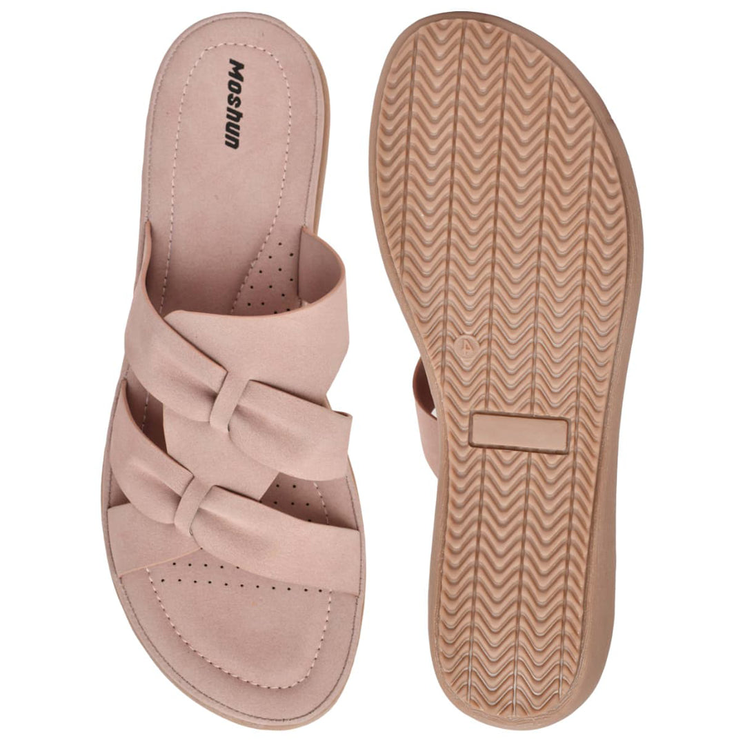 Moshun Women’s Criss Cross Matte Finish Sandals, (Peach)