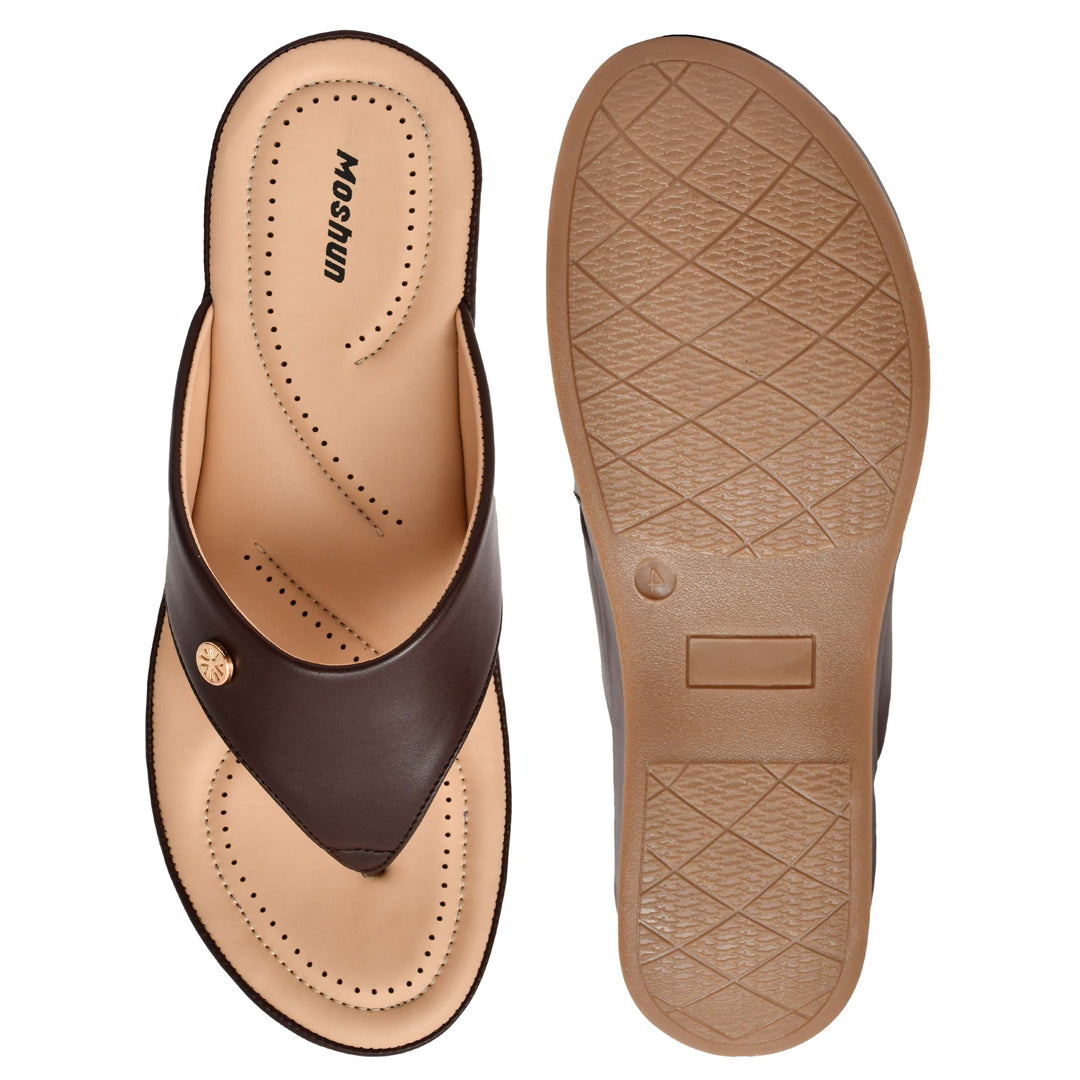 Moshun Women’s Matte Finish Orthopedic Flip-Flops, (Maroon)