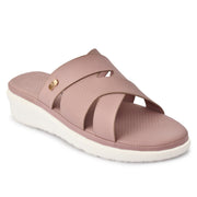 Moshun Women’s Open Toe Wedge Heel Sandals, (Peach)