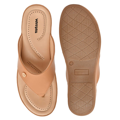 Moshun Women’s Matte Finish Orthopedic Flip-Flops, (Tan)