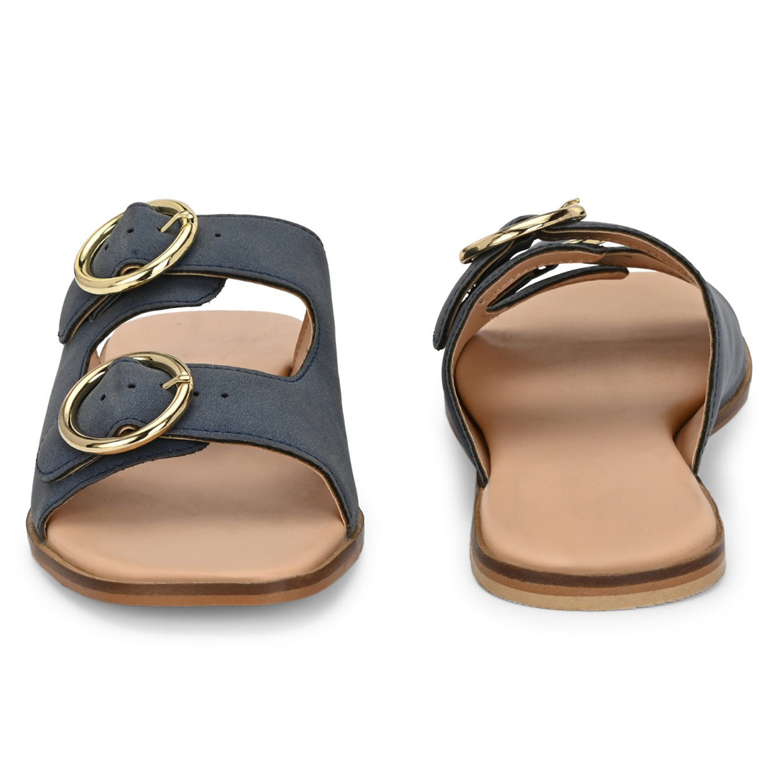 Moshun Women’s Fancy Orthopedic Flat Sandals, (Navy Blue)