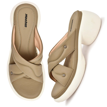 Moshun Women’s Open Toe Wedge Heel Sandals, (Brown)