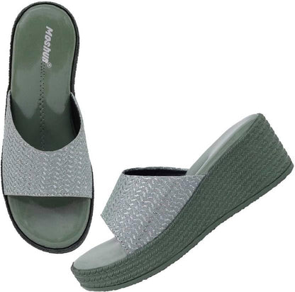 Moshun Women’s Glossy Wedge Heel Sandals, (Pista)