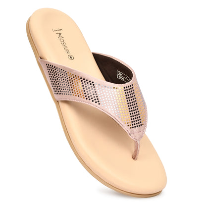 Moshun Women's Memory Foam Thong Flip-Flops, (Peach)
