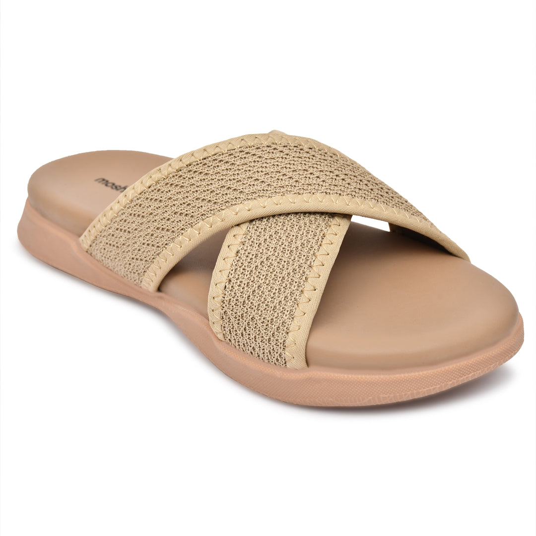 Moshun Women’s Criss Cross Sandals, (Beige)