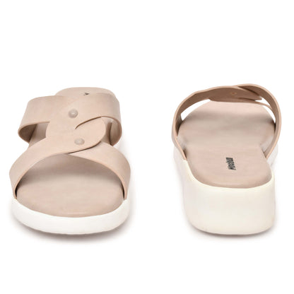 Moshun Women’s Open Toe Orthopedic Flat Sandals, (Peach)