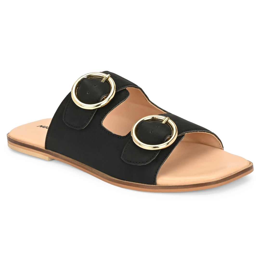 Moshun Women’s Fancy Orthopedic Flat Sandals, (Black)