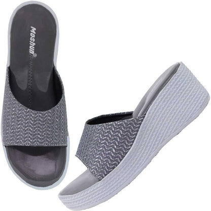 Moshun Women’s Glossy Wedge Heel Sandals, (Grey)
