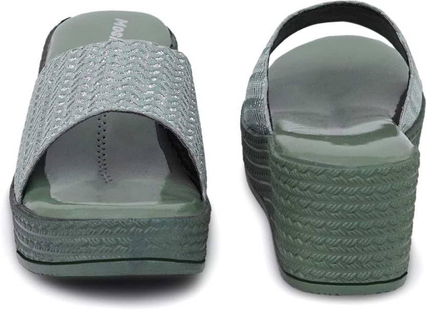 Moshun Women’s Glossy Wedge Heel Sandals, (Pista)