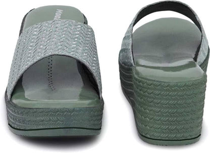 Moshun Women’s Glossy Wedge Heel Sandals, (Pista)
