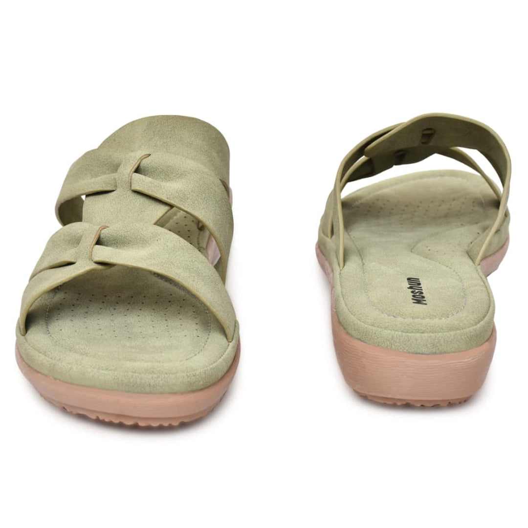 Moshun Women’s Criss Cross Matte Finish Sandals, (Olive)