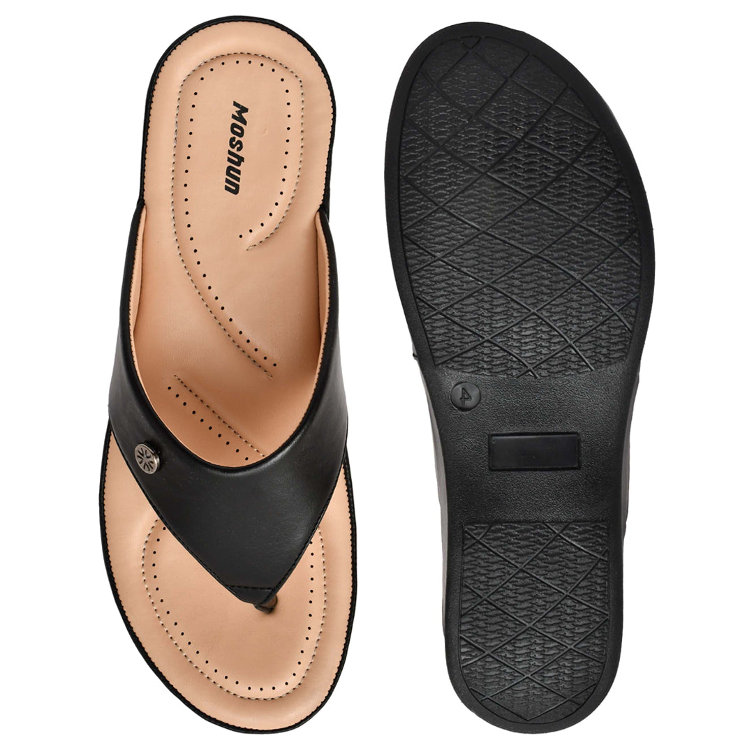 Moshun Women’s Matte Finish Orthopedic Flip-Flops, (Black)