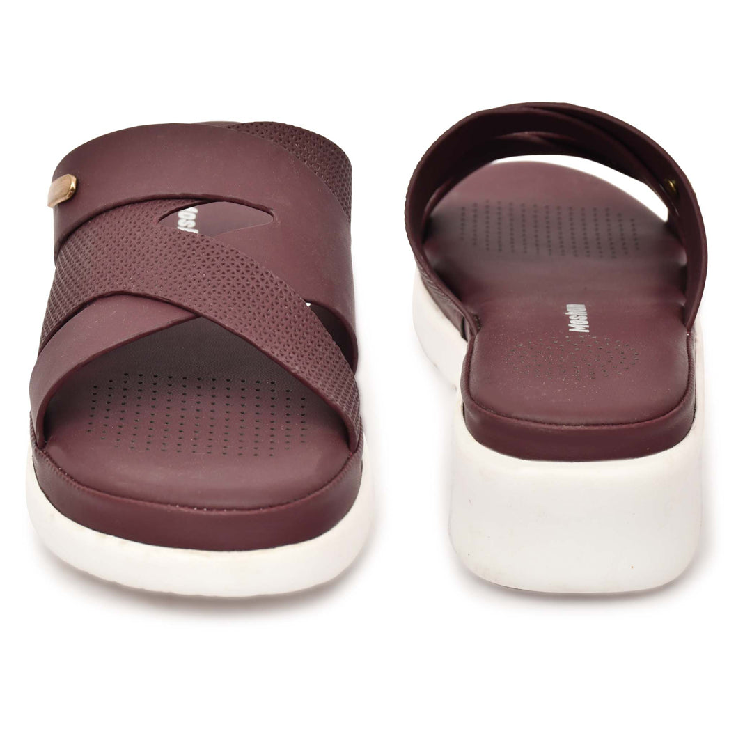 Moshun Women’s Open Toe Wedge Heel Sandals, (Maroon)