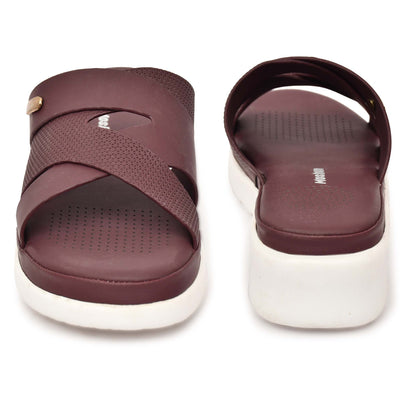 Moshun Women’s Open Toe Wedge Heel Sandals, (Maroon)