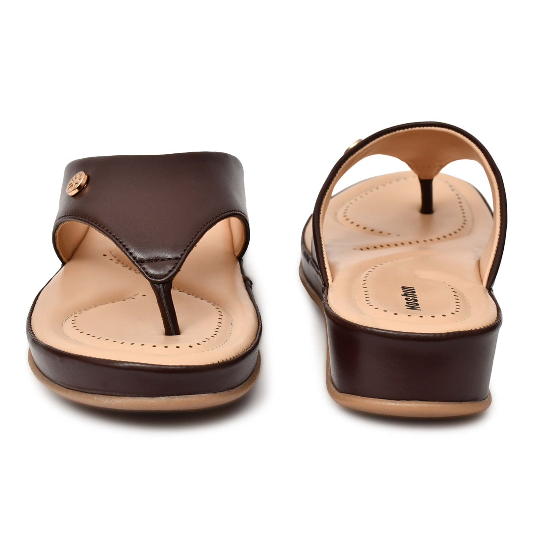 Moshun Women’s Matte Finish Orthopedic Flip-Flops, (Maroon)