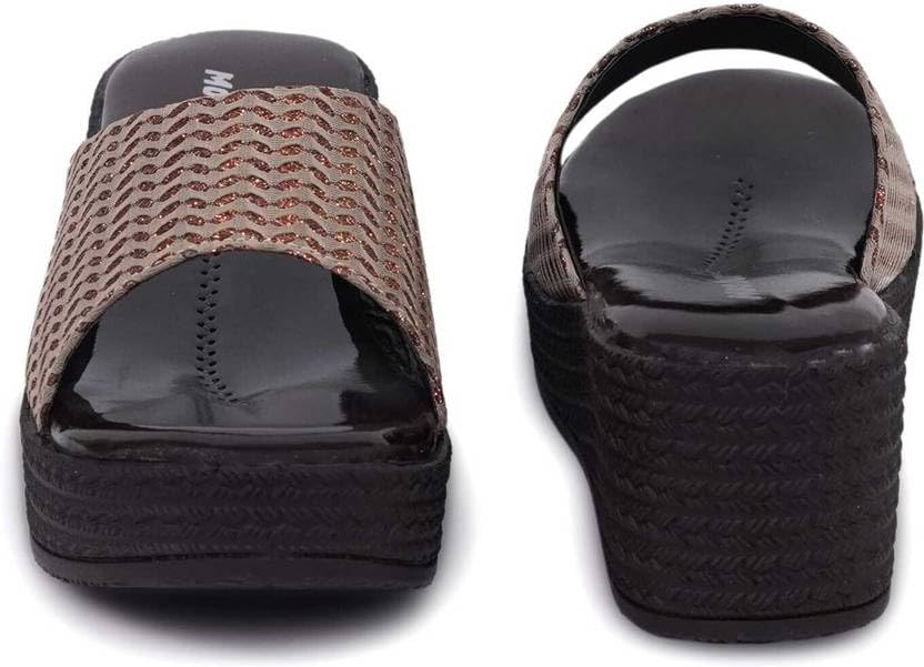 Moshun Women’s Glossy Wedge Heel Sandals, (Brown)