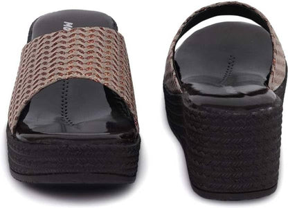 Moshun Women’s Glossy Wedge Heel Sandals, (Brown)