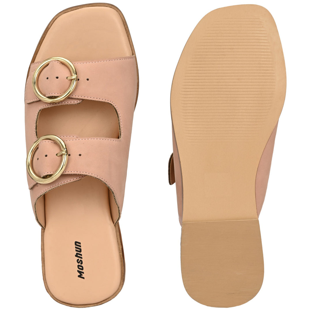 Moshun Women’s Fancy Orthopedic Flat Sandals, (Peach)