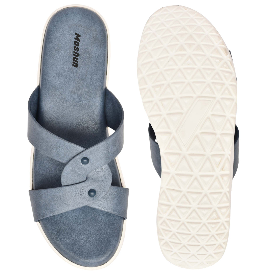Moshun Women’s Open Toe Orthopedic Flat Sandals, (Blue)
