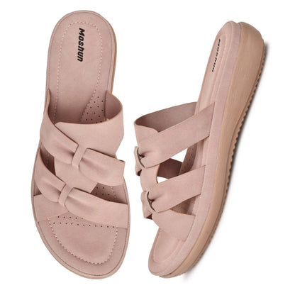 Moshun Women’s Criss Cross Matte Finish Sandals, (Peach)