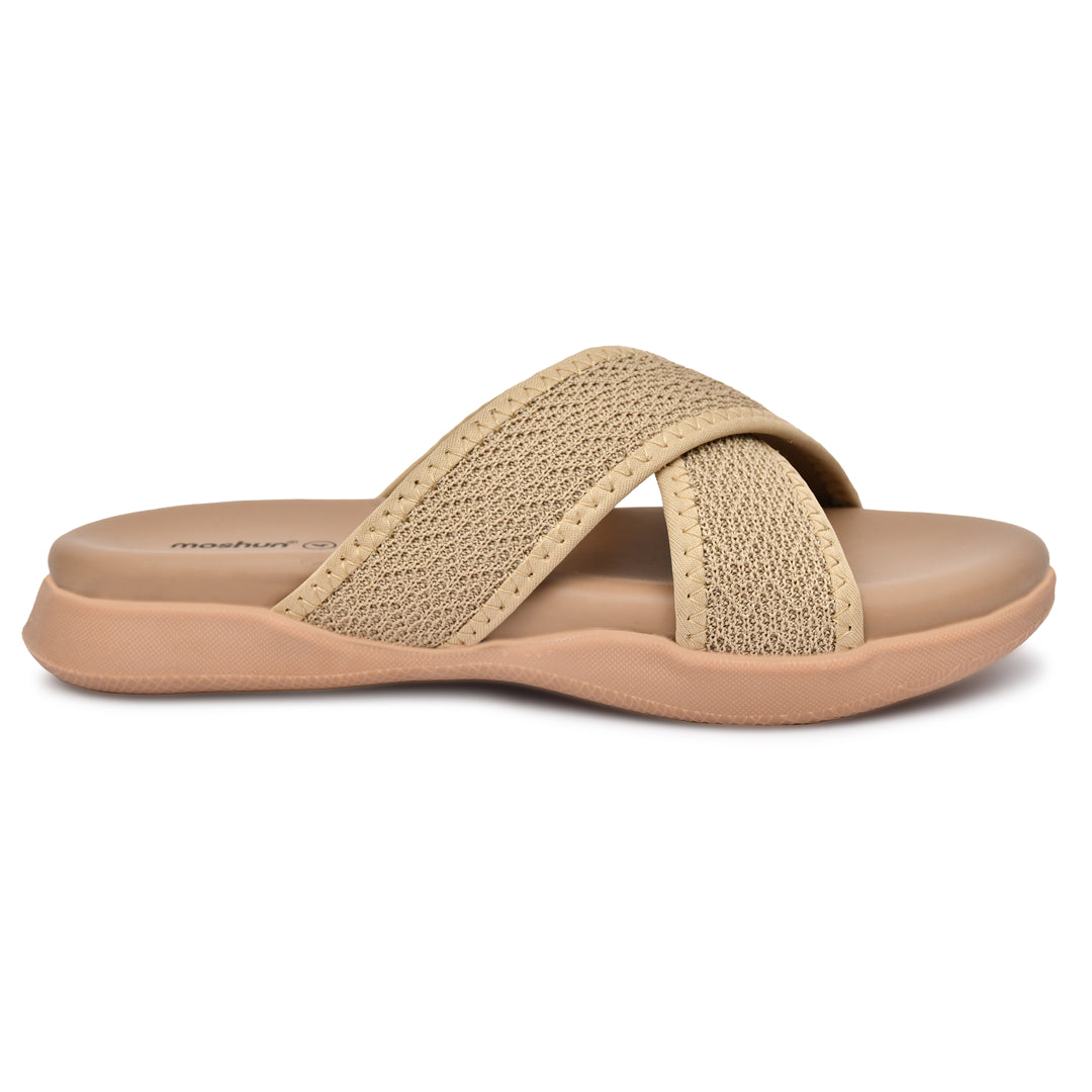 Moshun Women’s Criss Cross Sandals, (Beige)