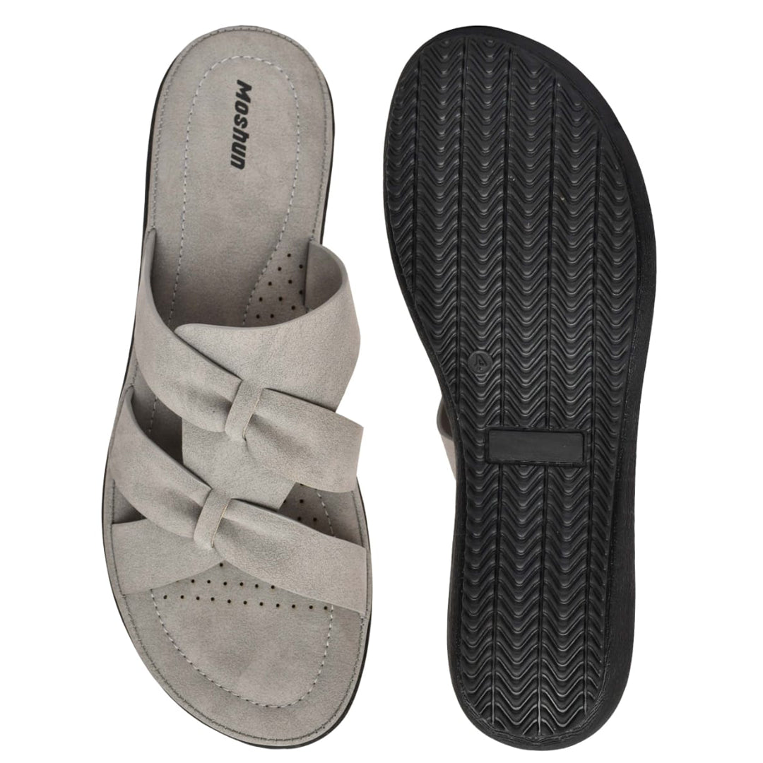 Moshun Women’s Criss Cross Matte Finish Sandals, (Grey)