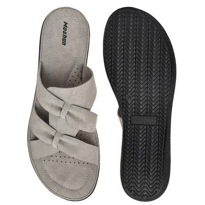 Moshun Women’s Criss Cross Matte Finish Sandals, (Grey)