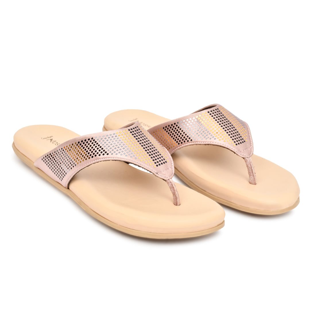 Moshun Women's Memory Foam Thong Flip-Flops, (Peach)