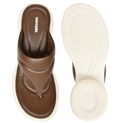 Moshun Women’s Thong Pattern Open Toe Wedge Heel Sandals, (Brown)